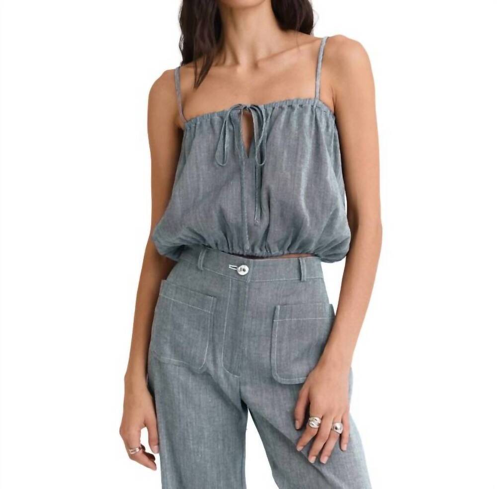 NEW MATTHEW BRUCH bubble tank top in denim